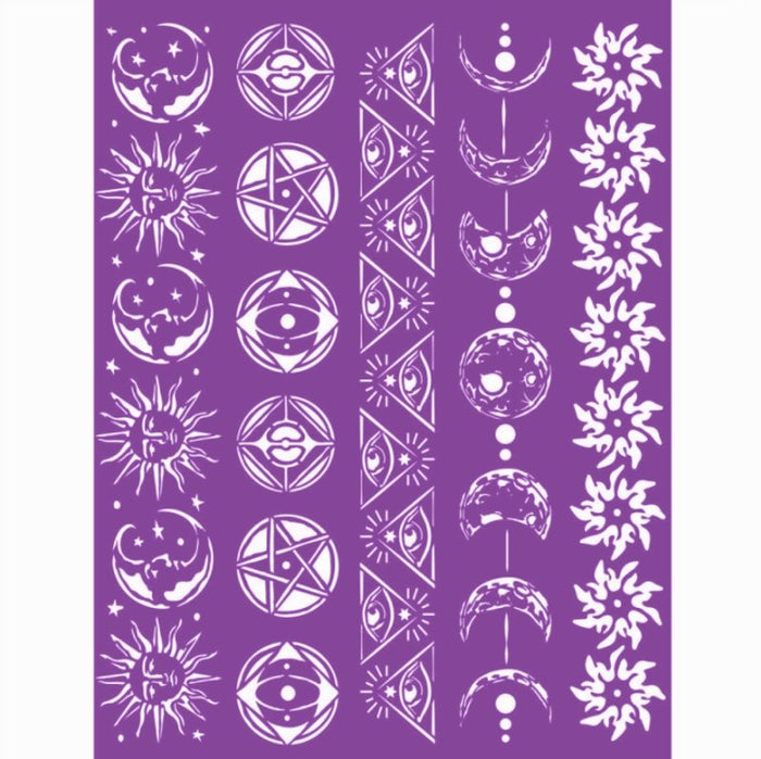 Schablone 20x25cm - Alchemy symbols and borders