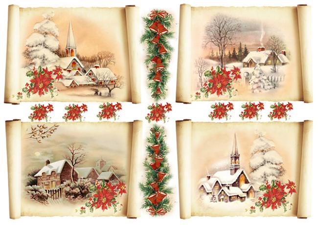Reispapier 32x45cm - Winter landscape parchment - Bastelschachtel - Reispapier 32x45cm - Winter landscape parchment