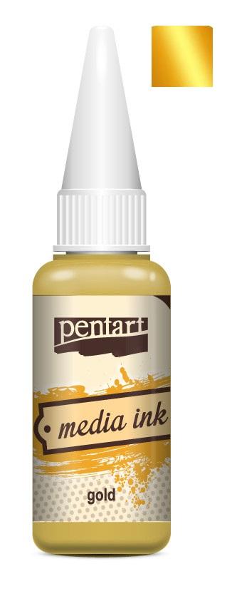 Pentart Mixed Media Tinte 20ml metallic - gold - Bastelschachtel - Pentart Mixed Media Tinte 20ml metallic - gold