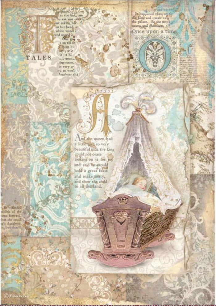 Reispapier A4 - Sleeping Beauty cradle