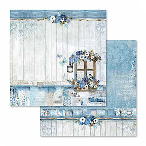 Scrapbook Papier 30,5x30,5cm - Blue land window - Bastelschachtel - Scrapbook Papier 30,5x30,5cm - Blue land window