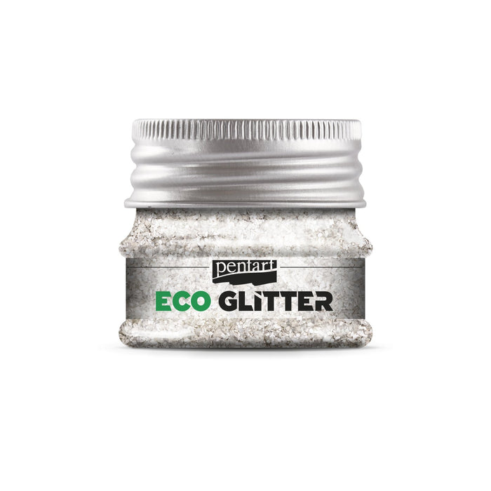 Pentart Eco Glitter 15g - silber, grob