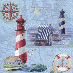 Serviette - Nautical chart and icons - Bastelschachtel - Serviette - Nautical chart and icons