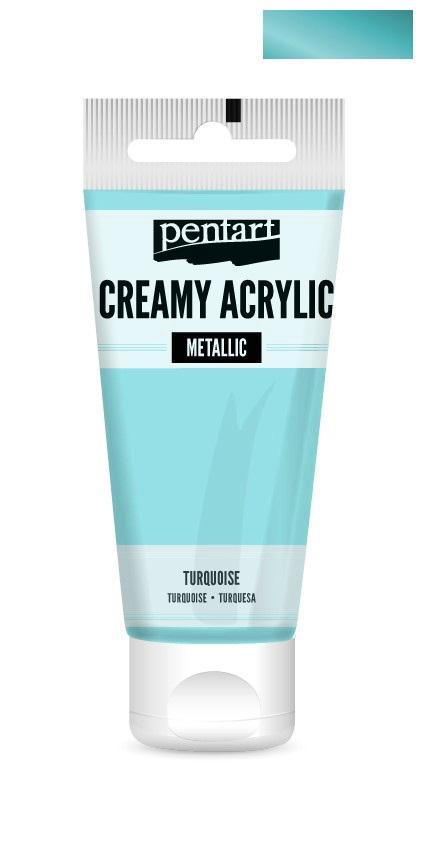 Pentart Creamy Acrylic metallic 60ml - türkis