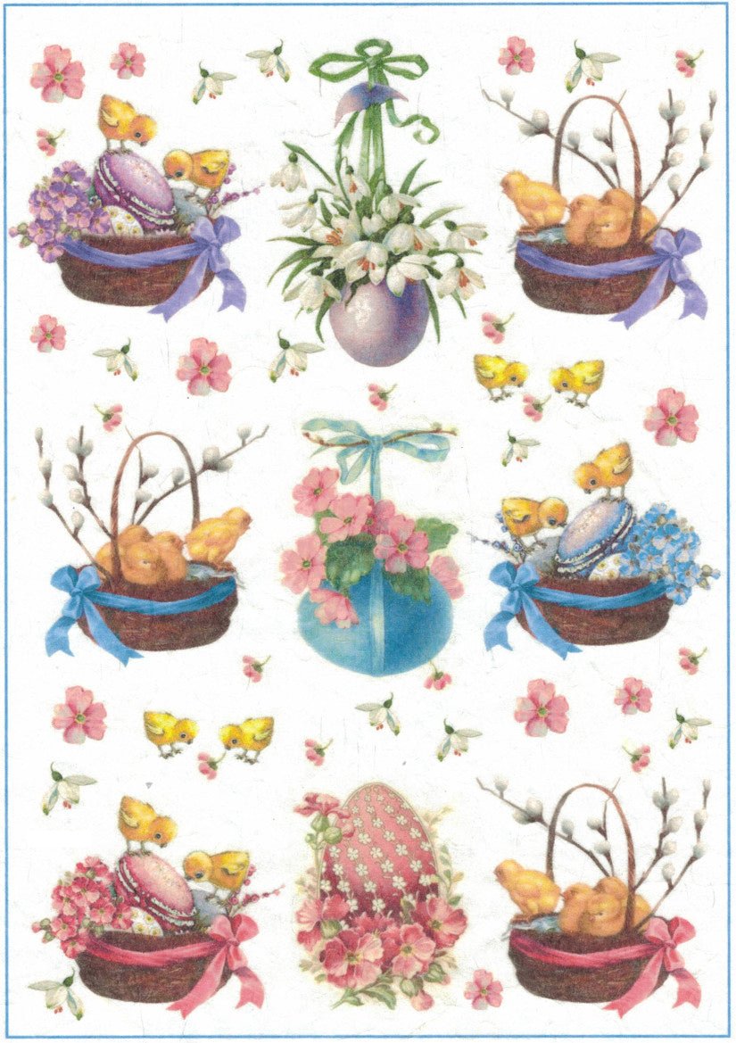 Reispapier A4 - Easter eggs with flowers - Bastelschachtel - Reispapier A4 - Easter eggs with flowers