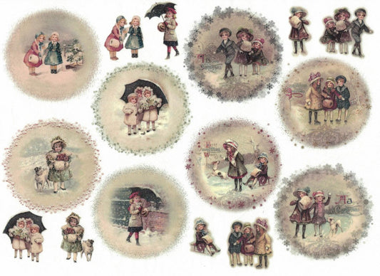 Reispapier A4 - Vintage winter 1. - Bastelschachtel - Reispapier A4 - Vintage winter 1.