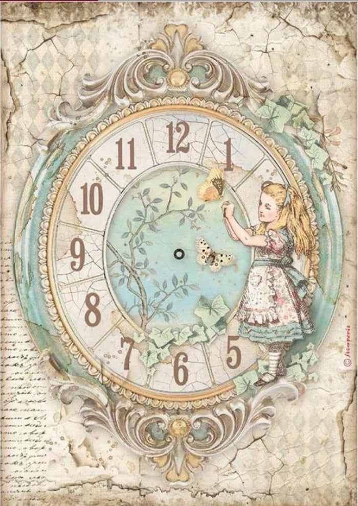 Reispapier A4 - Alice clock