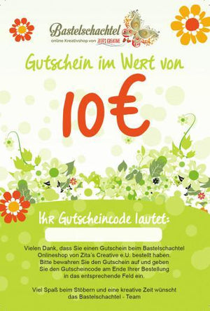 Gutschein 10 Euro - Bastelschachtel - Gutschein 10 Euro