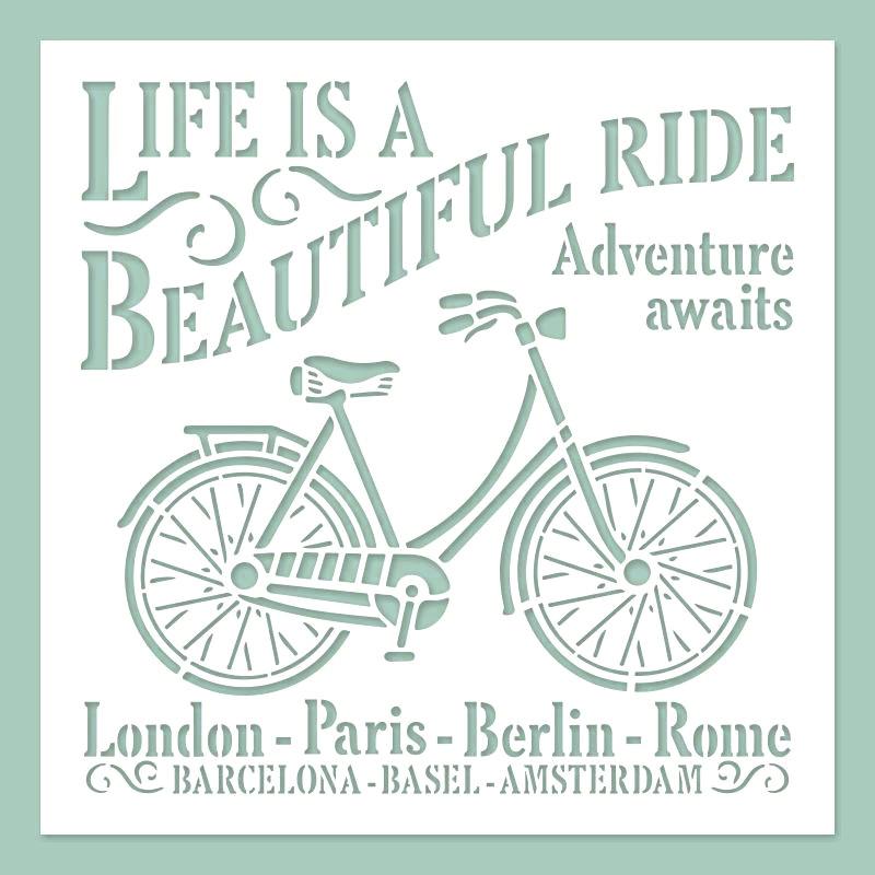 Schablone 24,5x24,5cm - Beautiful ride - Bastelschachtel - Schablone 24,5x24,5cm - Beautiful ride