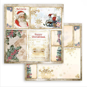 Scrapbook Papier 30,5x30,5cm - Romantic christmas cards Santa Claus - Bastelschachtel - Scrapbook Papier 30,5x30,5cm - Romantic christmas cards Santa Claus