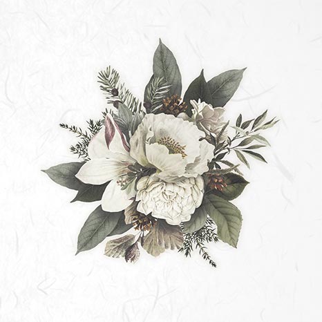 Reispapier Set 15x15cm - White flowers - Bastelschachtel - Reispapier Set 15x15cm - White flowers