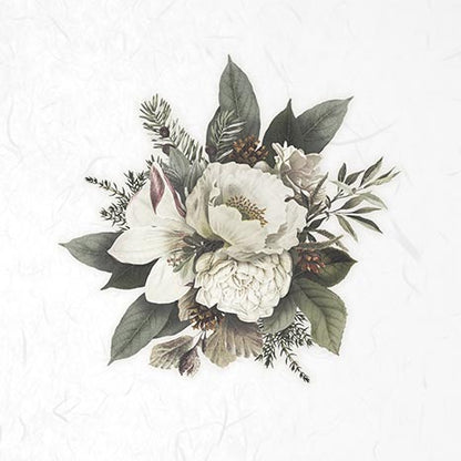 Reispapier Set 15x15cm - White flowers - Bastelschachtel - Reispapier Set 15x15cm - White flowers
