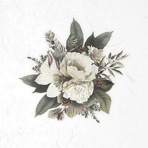 Reispapier Set 15x15cm - White flowers - Bastelschachtel - Reispapier Set 15x15cm - White flowers