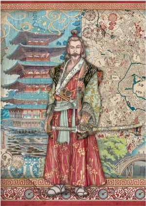 Reispapier A4 - Sir Vagabond in Japan samurai - Bastelschachtel - Reispapier A4 - Sir Vagabond in Japan samurai