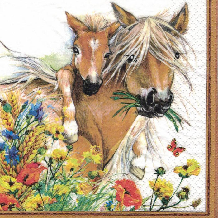 Serviette - Horses in summer meadow