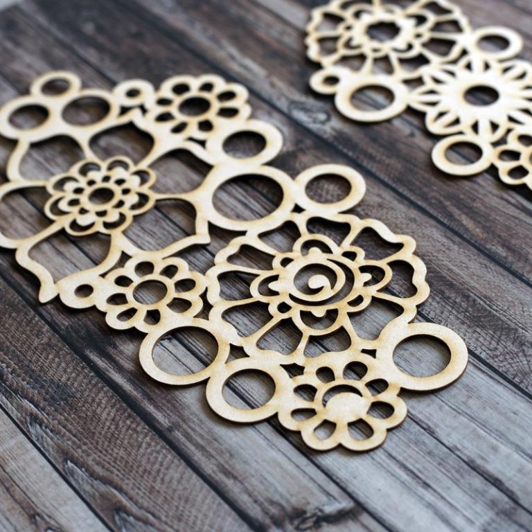 Chipboard - Flower silhouettes - Bastelschachtel