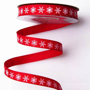 Dekoband Schneeflocke 12mm, rot - Bastelschachtel - Dekoband Schneeflocke 12mm, rot