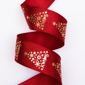 Dekoband Xmas 38mm, rot-gold - Bastelschachtel - Dekoband Xmas 38mm, rot-gold
