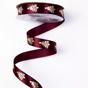 Dekoband Xmas tree 16mm, bordeaux-gold - Bastelschachtel - Dekoband Xmas tree 16mm, bordeaux-gold