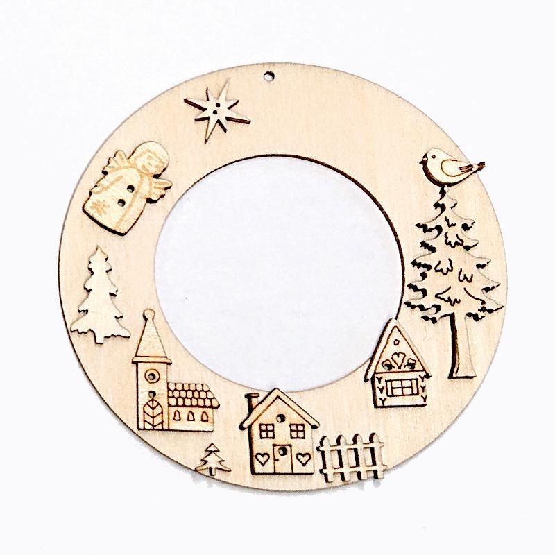 DIY Holzfiguren Kranz - Dorf mit Engel - Bastelschachtel