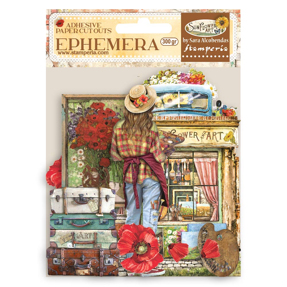 Ephemera - Sunflower Art - Elements and Poppies - Bastelschachtel - Ephemera - Sunflower Art - Elements and Poppies