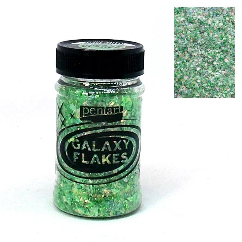 Galaxy Flakes 15g - Earth green - Bastelschachtel