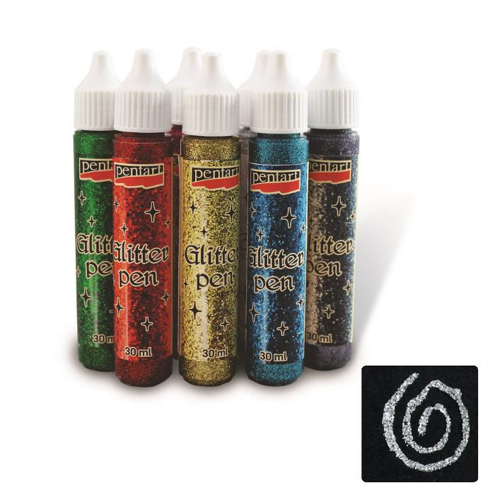 Glitter Pen 30ml - silber - Bastelschachtel