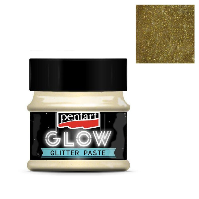 Pentart Glitterpaste glow in the dark 50ml - gold