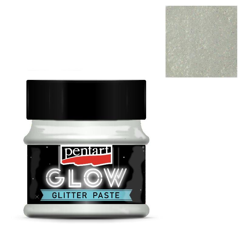 Glitterpaste glow in the dark 50ml - regenbogen blau - Bastelschachtel - Glitterpaste glow in the dark 50ml - regenbogen blau