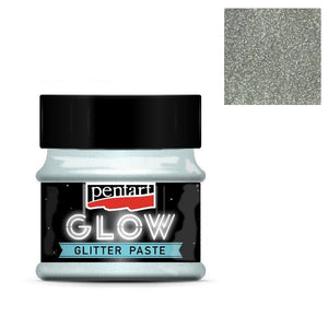 Glitterpaste glow in the dark 50ml - silber - Bastelschachtel - Glitterpaste glow in the dark 50ml - silber