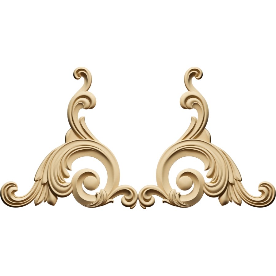 Holz Ornament - baroque twin 3. - Bastelschachtel
