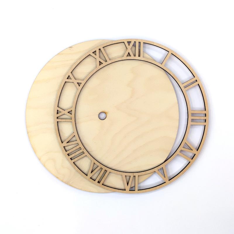 Holz Uhrblatt, rund 20cm mit Ziffern - Bastelschachtel