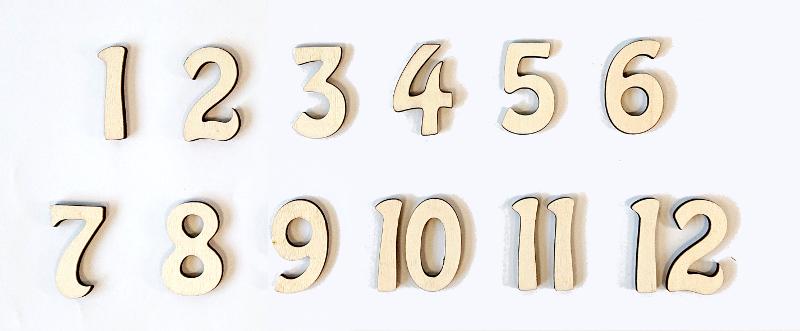 Holz Ziffer Set für Uhr - 4,5cm - Bastelschachtel - Holz Ziffer Set für Uhr - 4,5cm