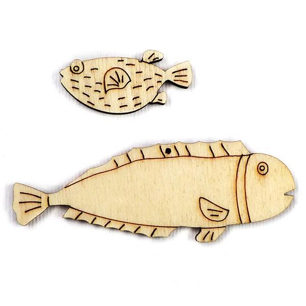 Holzfigur - Fische, 2 Stück - Bastelschachtel - Holzfigur - Fische, 2 Stück