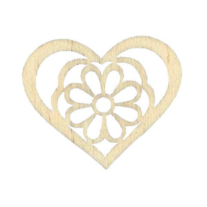 Holzfigur - Herz mit Blume - Bastelschachtel - Holzfigur - Herz mit Blume