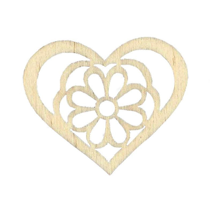 Holzfigur - Herz mit Blume