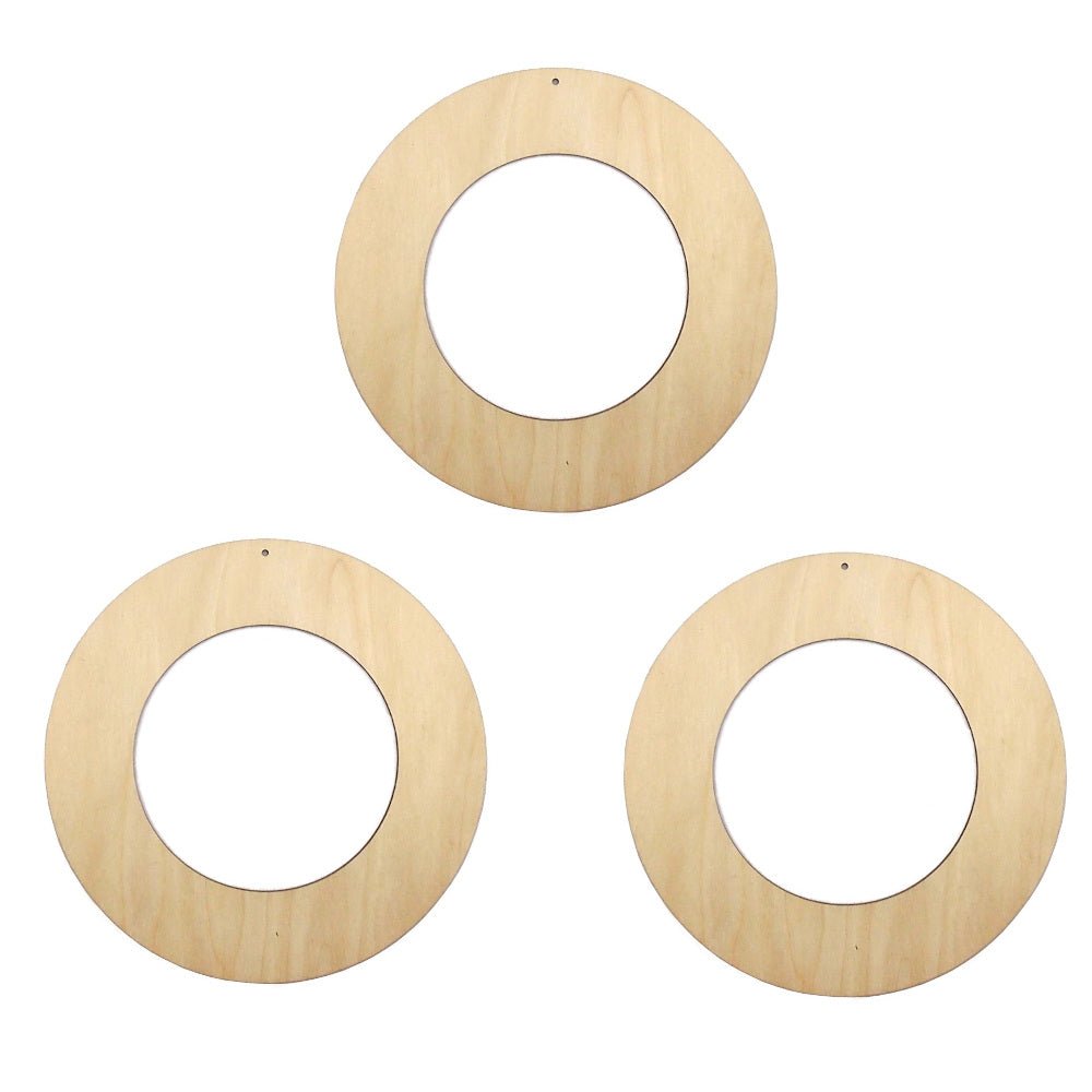 Holzkranz flach - 18,5cm, 3er Set - Bastelschachtel - Holzkranz flach - 18,5cm, 3er Set