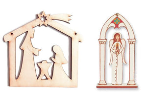 Holzfiguren Set - Betlehem mit Engel im Tor - Bastelschachtel - Holzfiguren Set - Betlehem mit Engel im Tor
