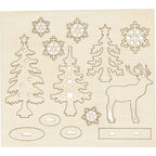 Holzfiguren Set - Wald mit Hirsch - Bastelschachtel