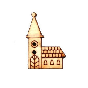 Holzknopf - Kirche - Bastelschachtel - Holzknopf - Kirche