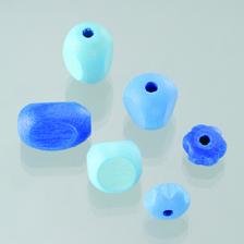 Holzperlen Farb-Formen-Mix 2., blaumix - Bastelschachtel - Holzperlen Farb-Formen-Mix 2., blaumix
