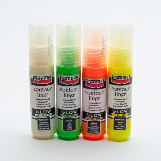 Konturenfarben Set Glow in the dark 4x20ml - Frühling - Bastelschachtel - Konturenfarben Set Glow in the dark 4x20ml - Frühling Pentart Farbe