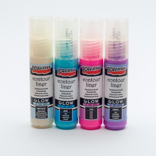 Konturenfarben Set Glow in the dark 4x20ml - Winter - Bastelschachtel - Konturenfarben Set Glow in the dark 4x20ml - Winter