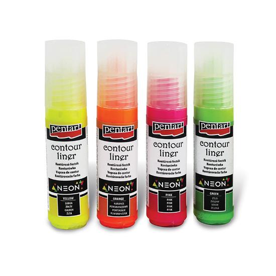 Konturenfarben Set neon - 4x20ml - Bastelschachtel - Konturenfarben Set neon - 4x20ml Pentart Farbe