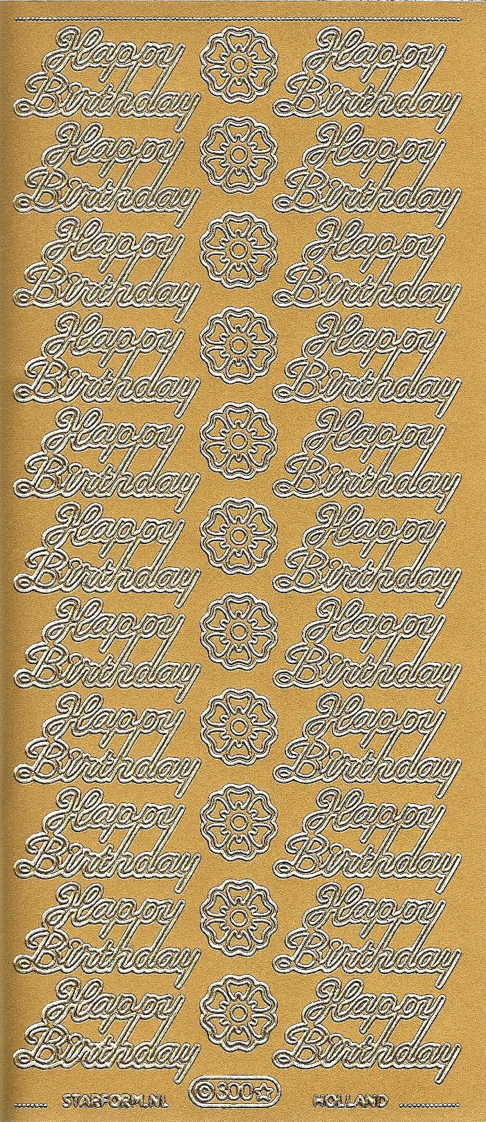 Konturensticker - Happy Birthday, gold - Bastelschachtel - Konturensticker - Happy Birthday, gold