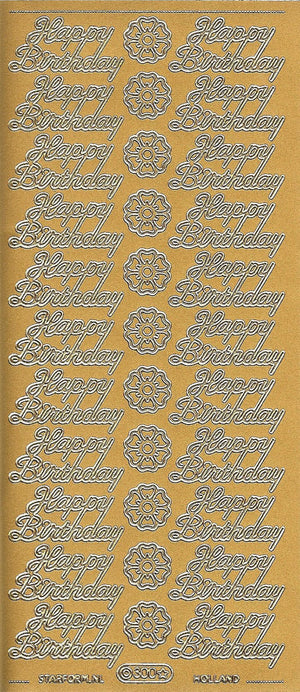 Konturensticker - Happy Birthday, gold - Bastelschachtel - Konturensticker - Happy Birthday, gold