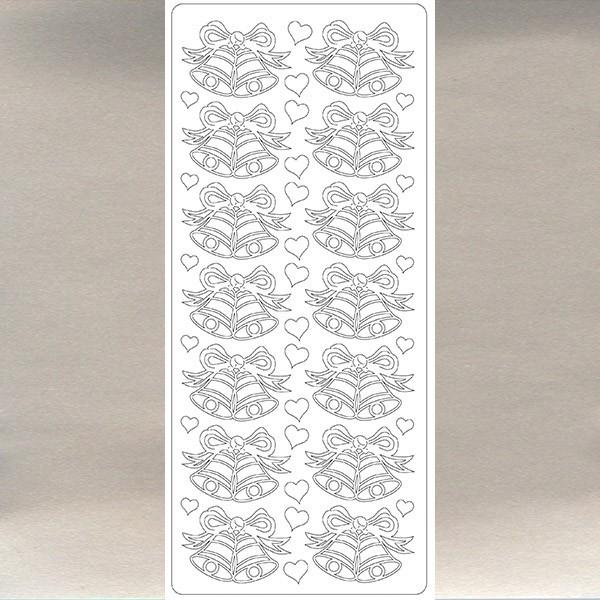 Konturensticker - Weihnachtsglocke mit Herz, silber - Bastelschachtel - Konturensticker - Weihnachtsglocke mit Herz, silber