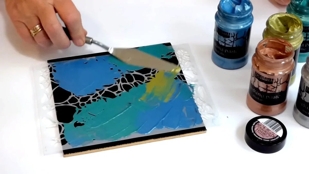 Krakelierpaste metallic 100ml - silberblau - Bastelschachtel