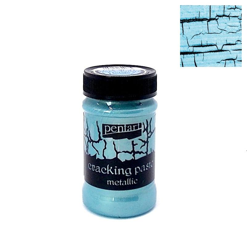 Krakelierpaste metallic 100ml - silberblau - Bastelschachtel