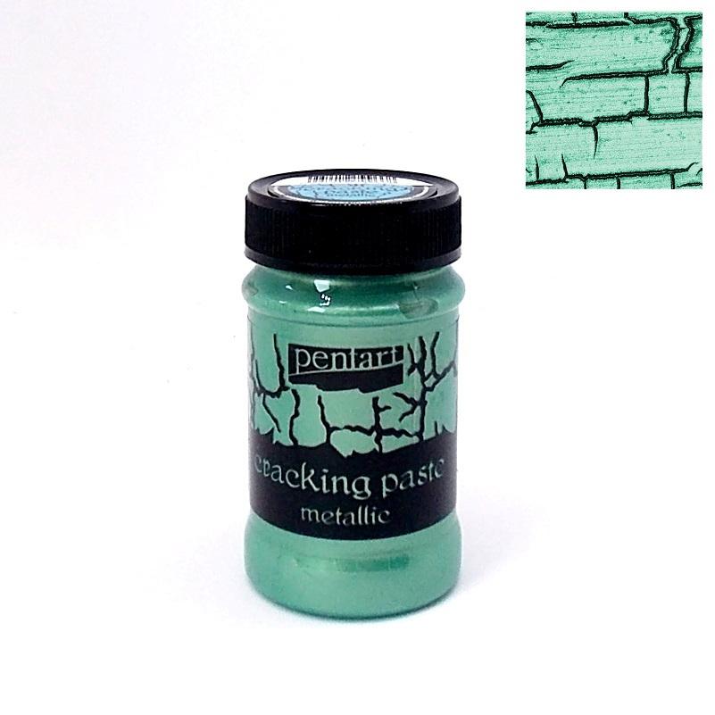 Krakelierpaste metallic 100ml - silbertürkis - Bastelschachtel - Krakelierpaste metallic 100ml - silbertürkis